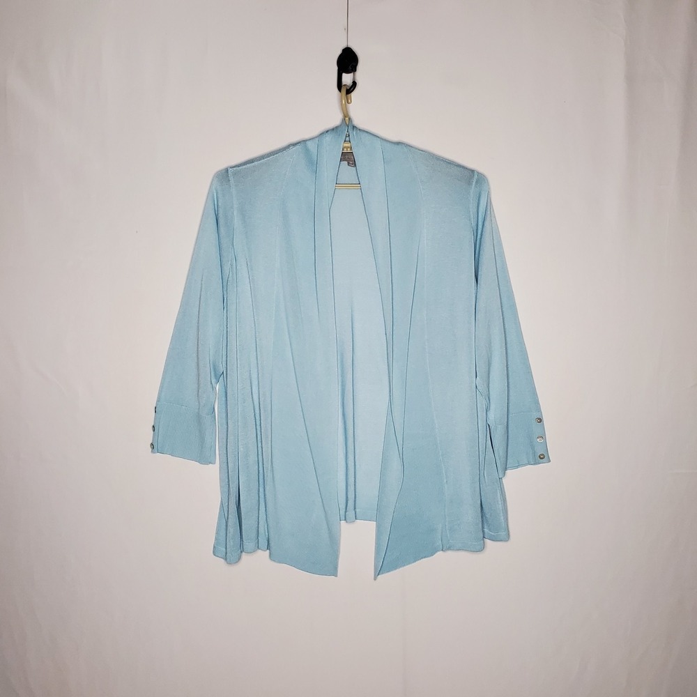 Evolution By Cyrus Cardigan Sweater Women 3X Light Pastel Blue Open Business...